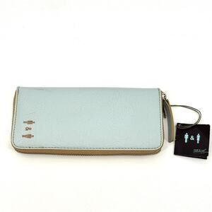 Matt & Nat Long Zip Around Cruelty Free Ethical Vegan Wallet Robins Egg Blue/Tan